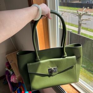 Kate Spade Green Leather Tote Shoulder Bag